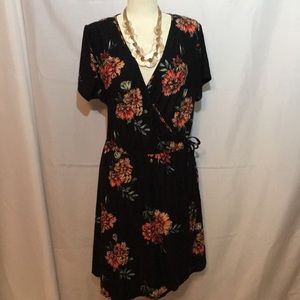 💐Women's midi black dress with flowers Size 2X